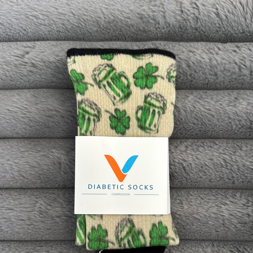 Viasox Diabetic Compression Casual Pattys Day theme Socks with Comfort Fit